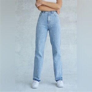 PacSun x Playboy Raining Bunnies Embroidered 90s Boyfriend Jeans Size 26